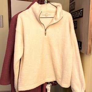 LOFT never worn white quarter zip pullover